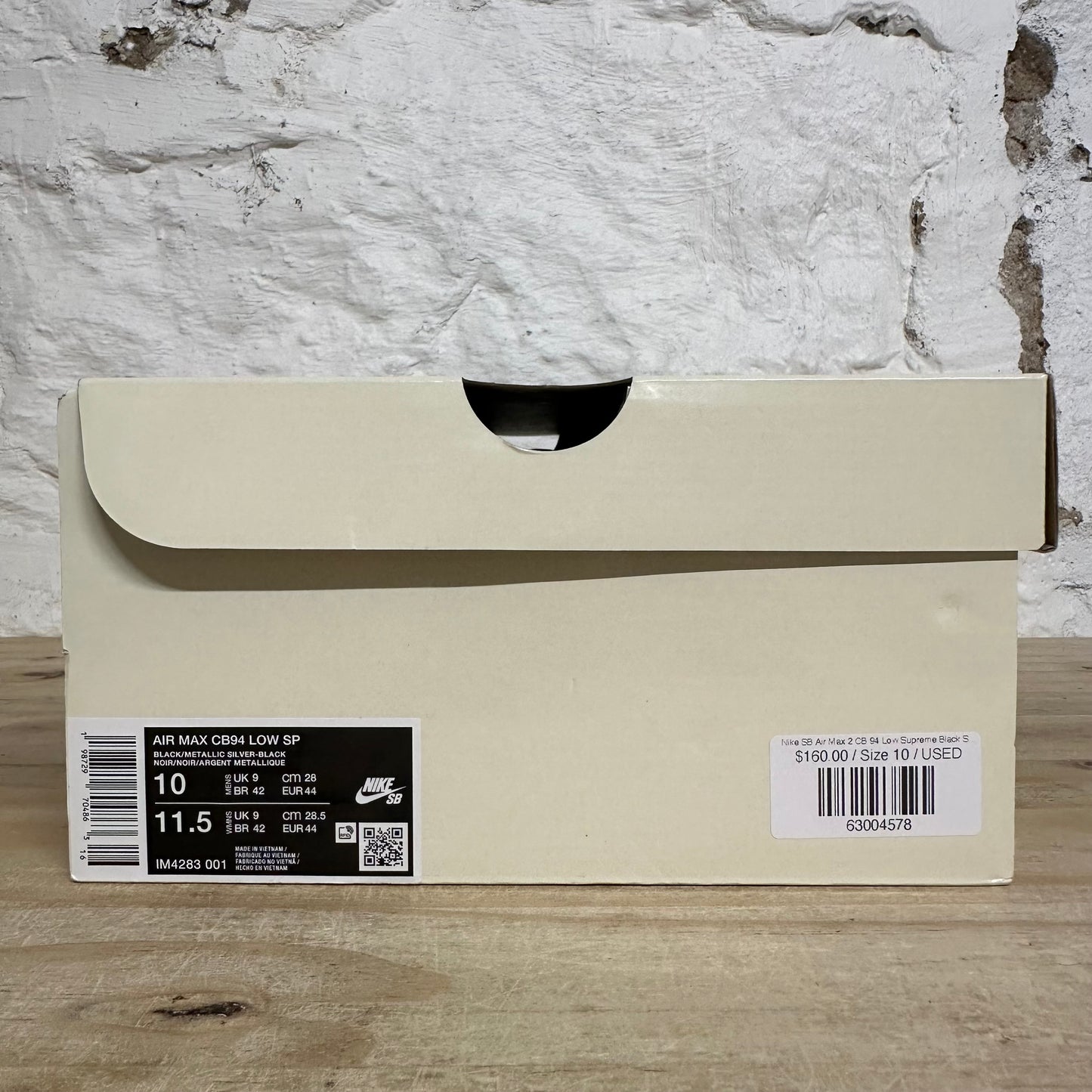 Nike SB Air Max 2 CB 94 Low Supreme Black Sz 10