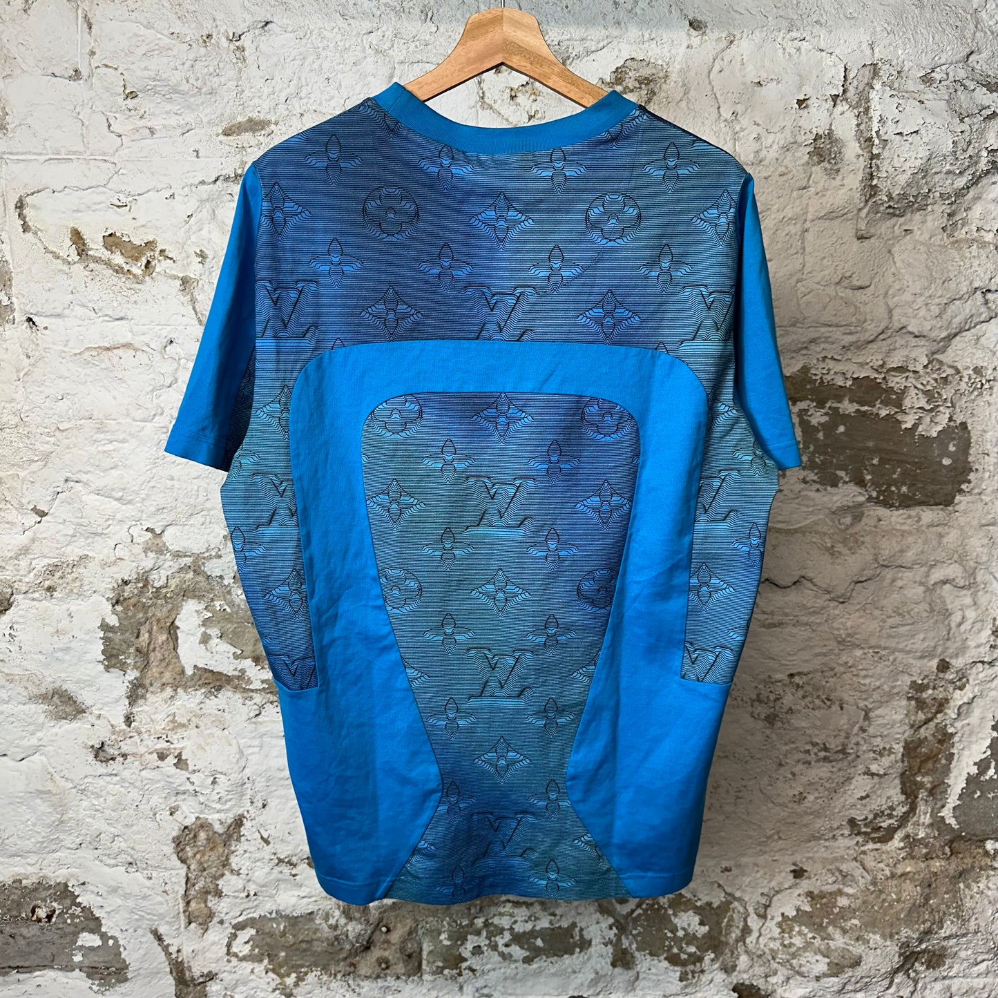 Louis Vuitton 2054 Intarsia Blue Monogram T-shirt Sz M