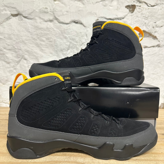 Air Jordan 9 Dark Charcoal University Gold Sz 14