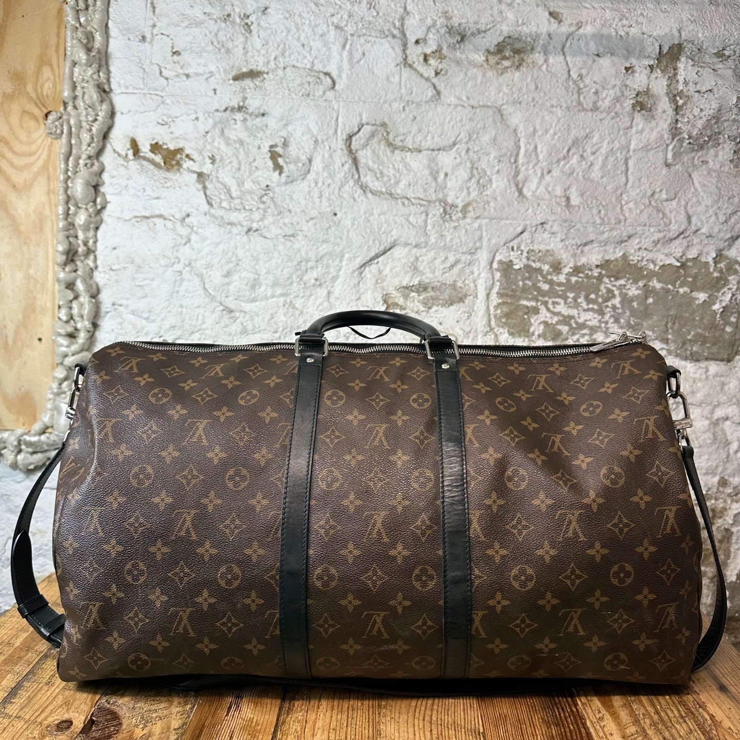 Louis Vuitton Monogram Macassar Keepall Bandouliere Sz 55
