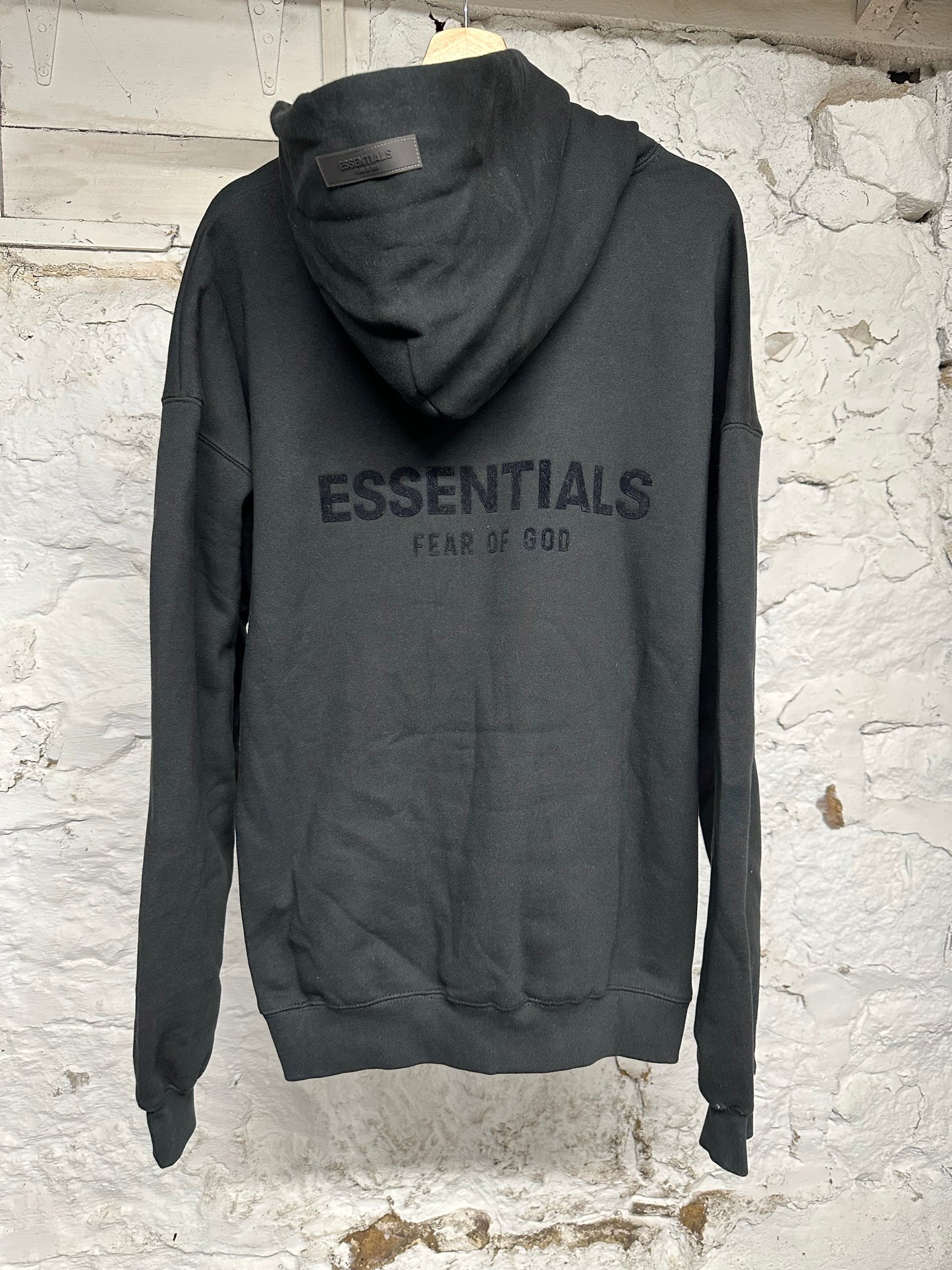 Fear of God Essentials Black Classic Logo Hoodie Sz L DS