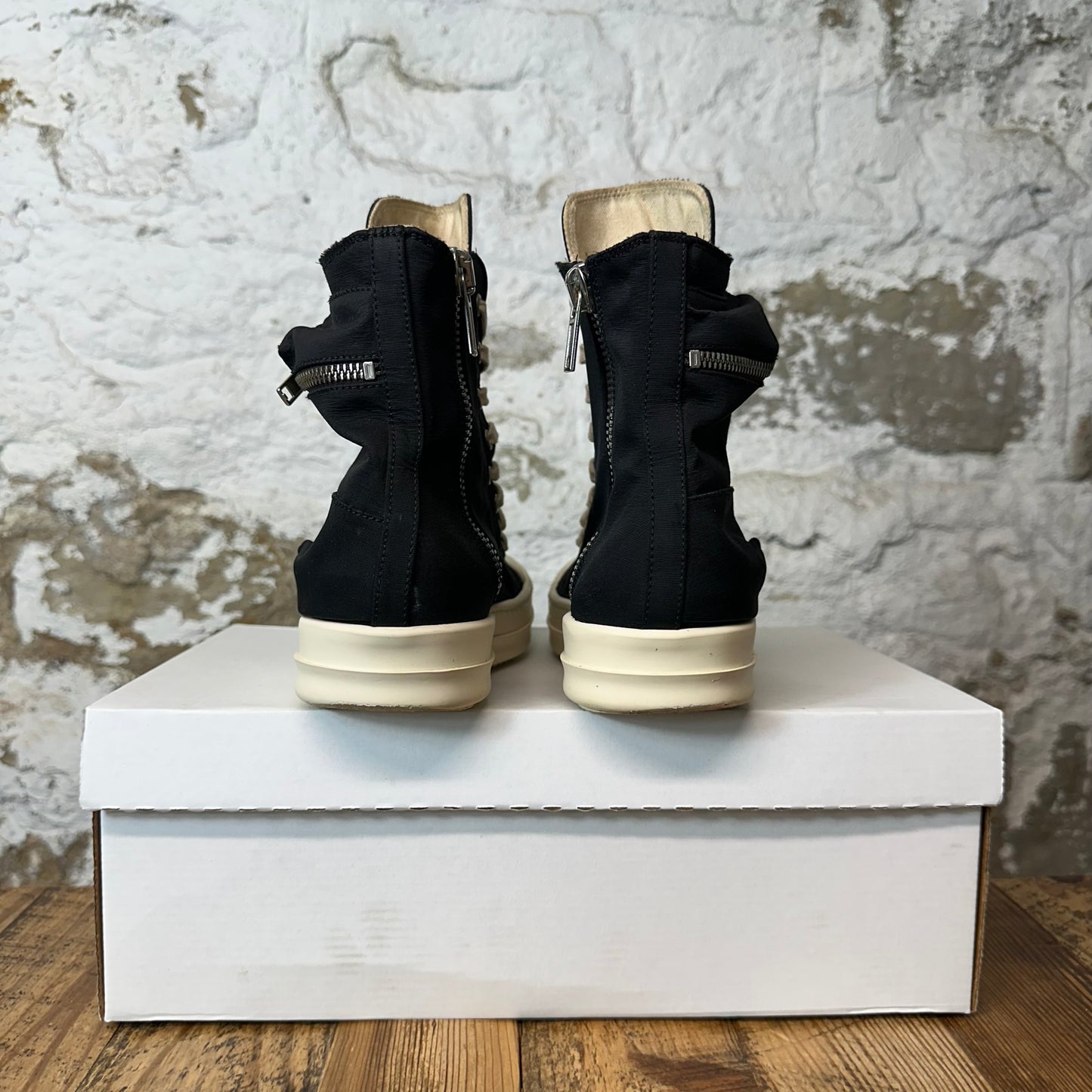 Rick Owens High Cargo Pocket Black Milk Sneaker Sz 6.5 (39.5)