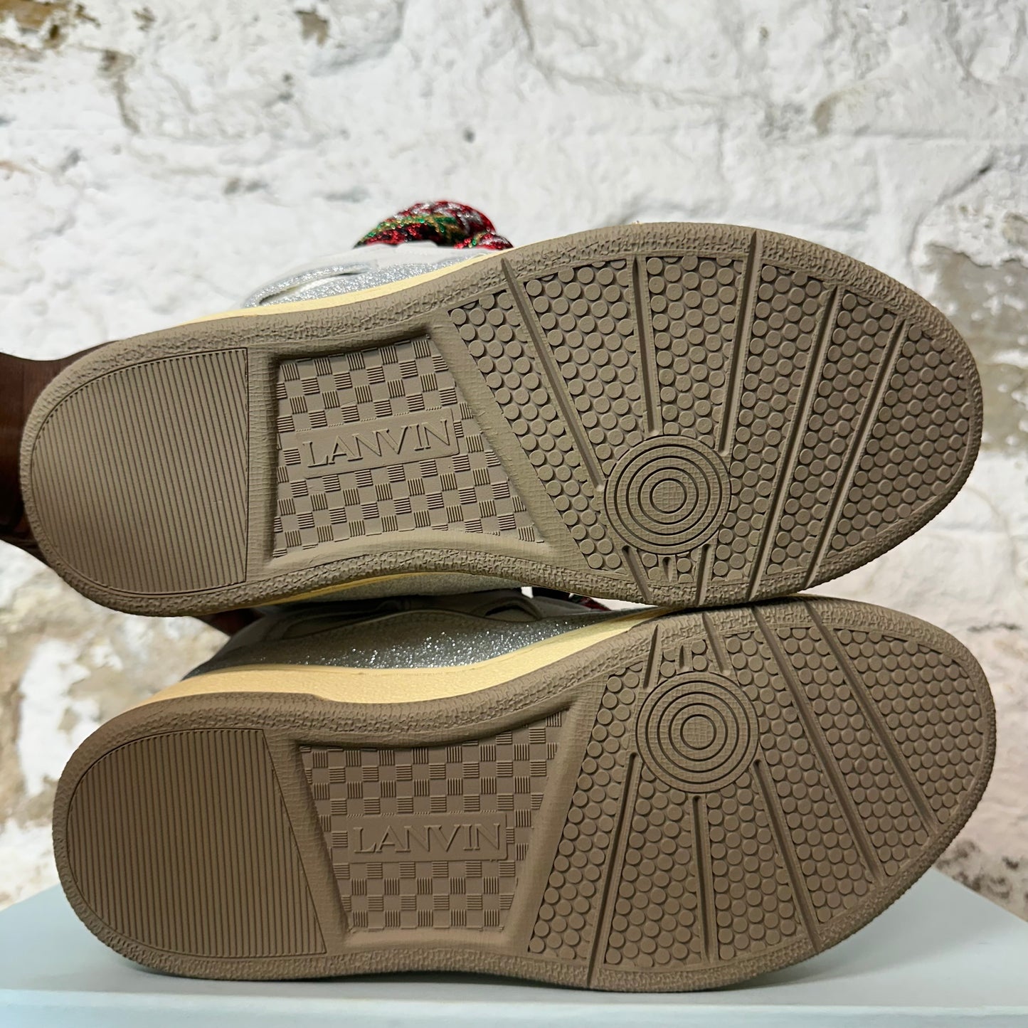 Lanvin Curb Multicolor Lace Grey Glitter Sneaker