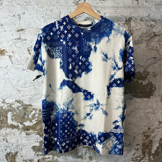 Louis Vuitton Blue Monogram Bandana White T-Shirt Sz XS