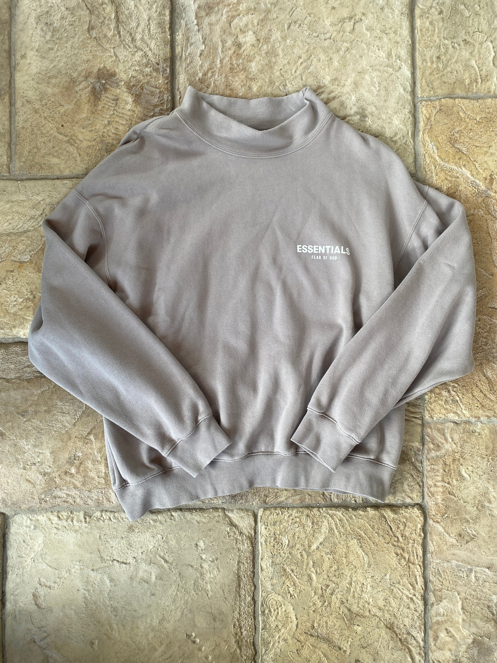 Fear of God Essentials Desert Taupe Mock Neck Sweater Sz M