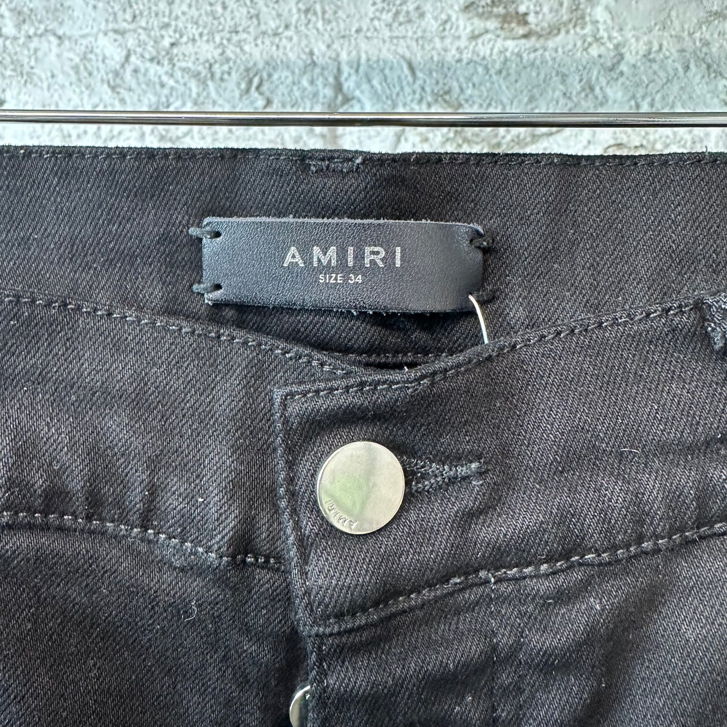 Amiri MX2 Black Patch Black Denim Jeans Sz 34