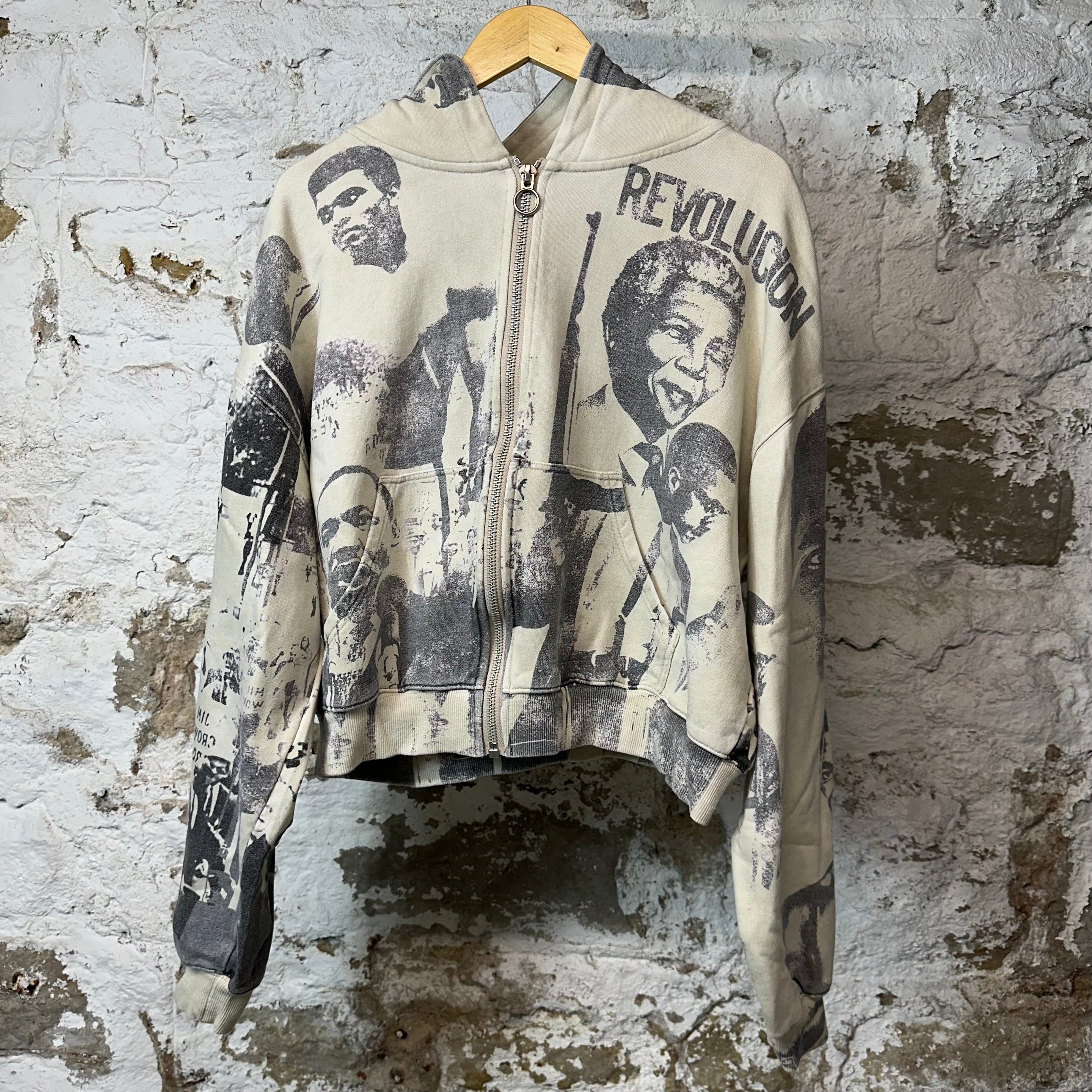 Vale Revolucion Zip Up Hoodie Cream Sz S
