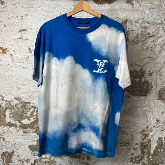 Louis Vuitton Blue White Cloud Logo T-Shirt Sz XL