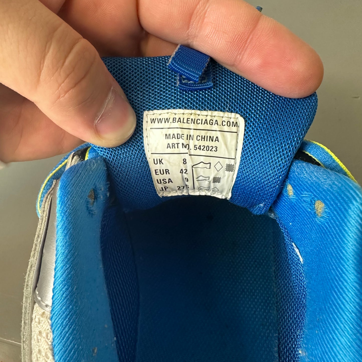 Balenciaga Track Runner Gray Blue Yellow Sz 9 (42)