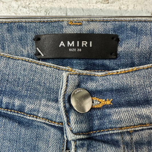 Amiri Green Camo Bones Blue Denim Jeans Sz 38