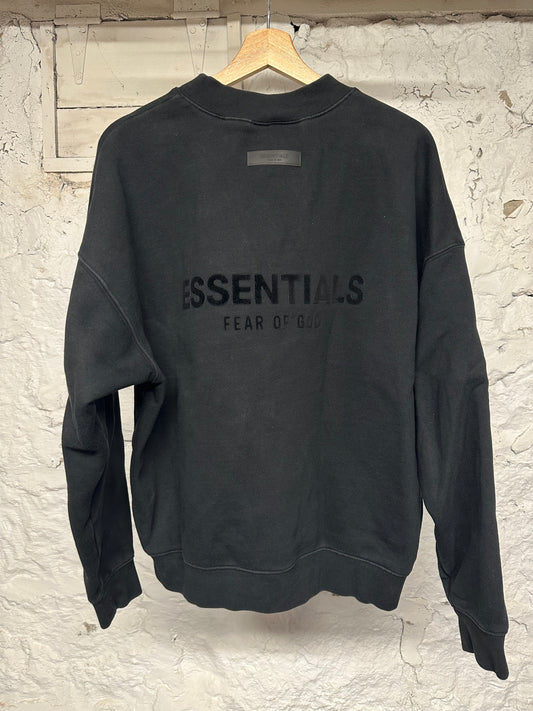 Fear of God Essentials Small Logo Black Crewneck Sz L