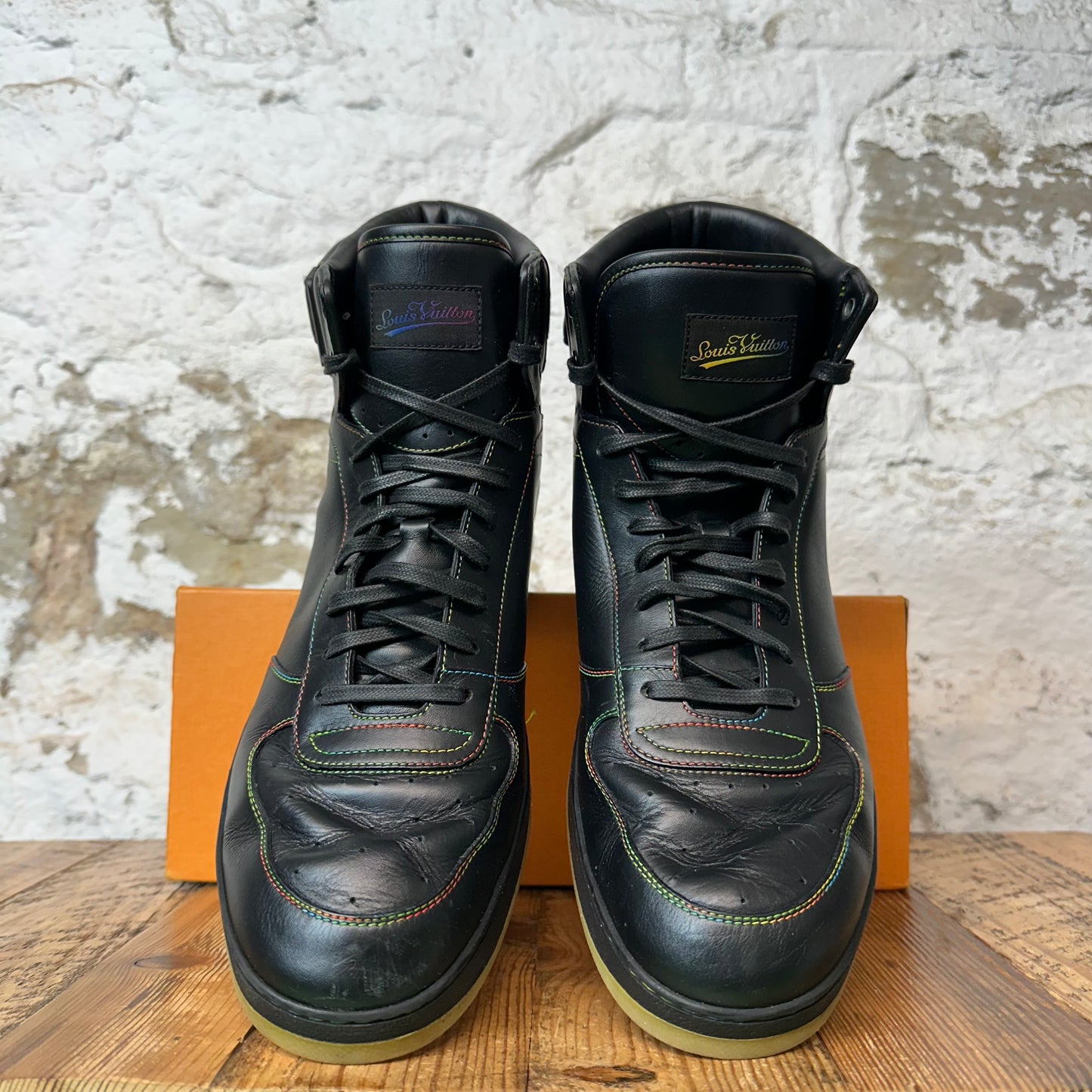 Louis Vuitton High Black Rainbow Rivoli Sneaker Sz 12.5 (11LV)