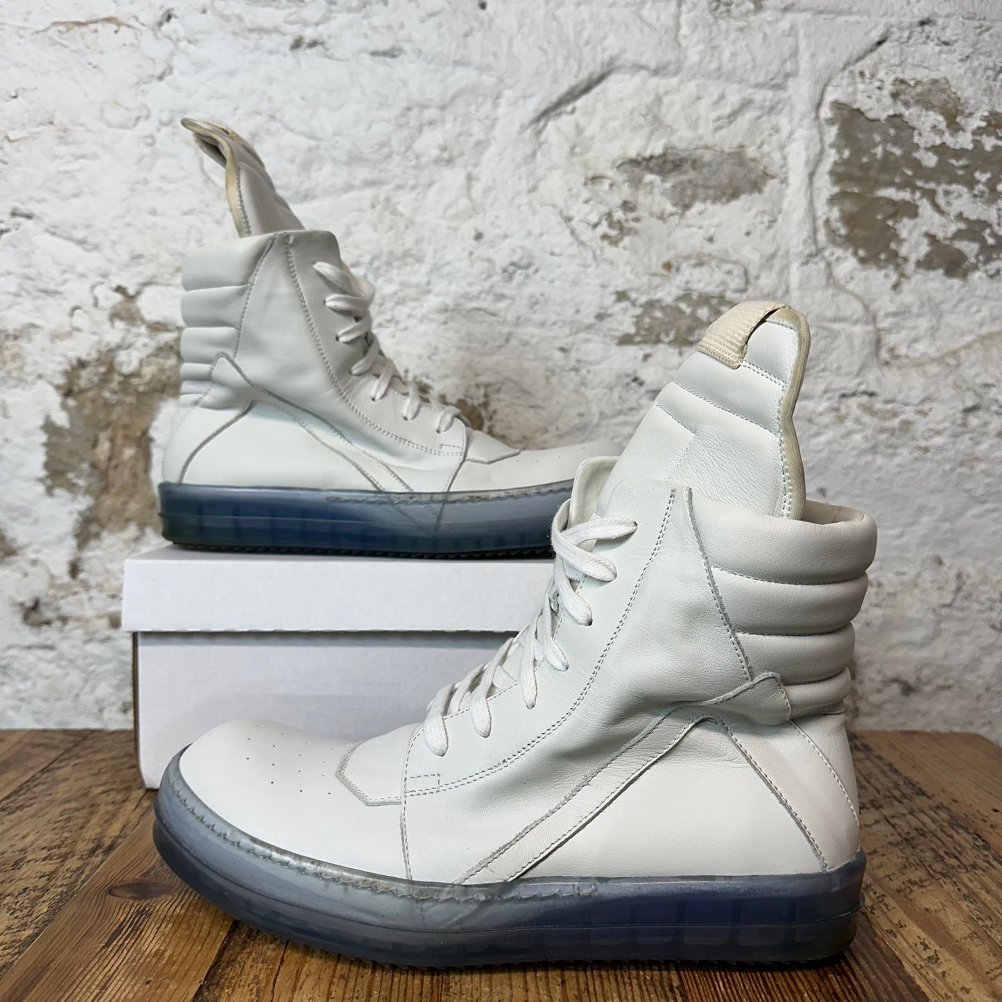 Rick Owens Geobasket White Transparent Sole Sneaker Sz 9 (42)