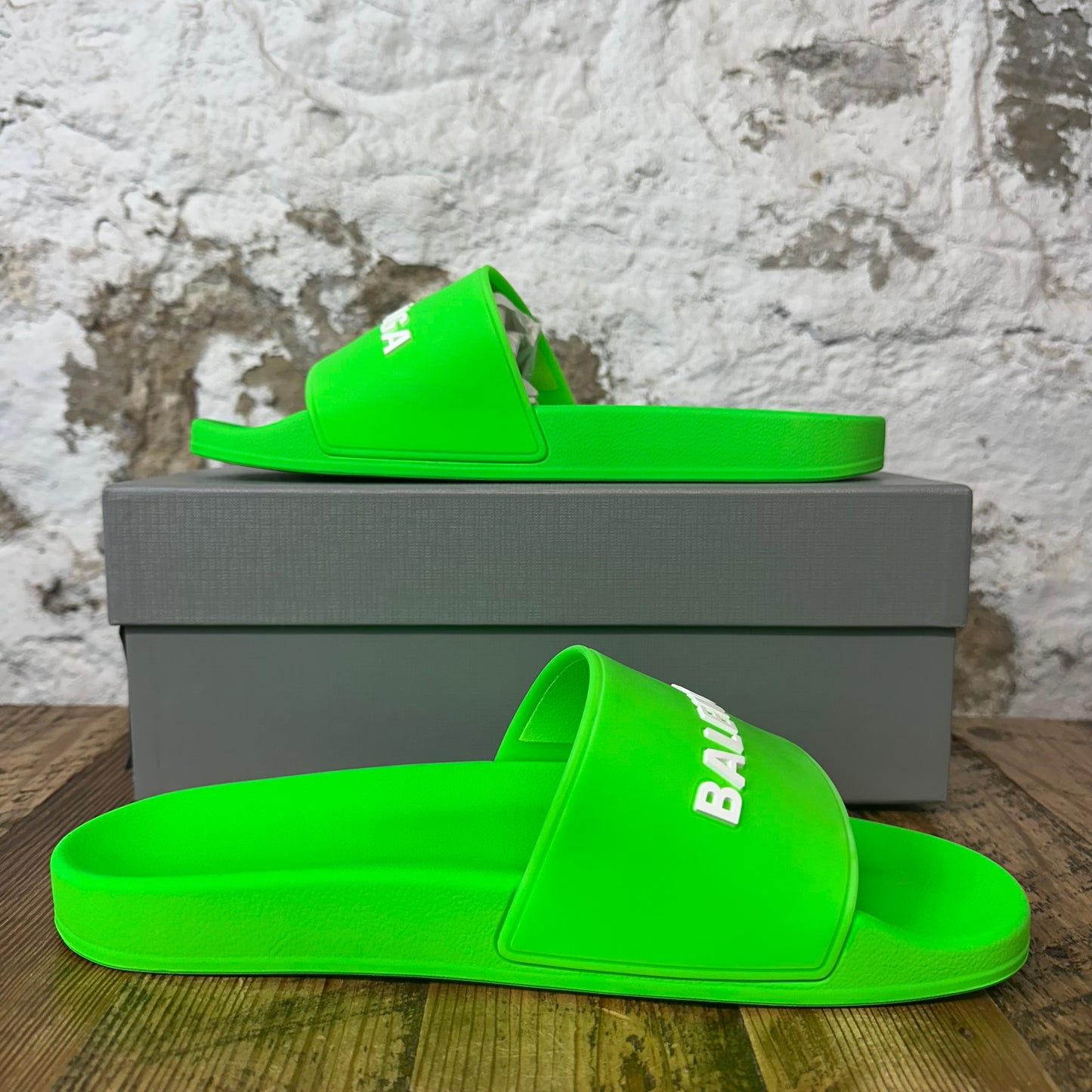 Balenciaga White Green Rubber Slide