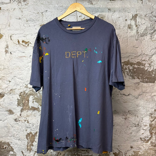 Gallery Dept Paint Splatter T-shirt Blue Sz XL