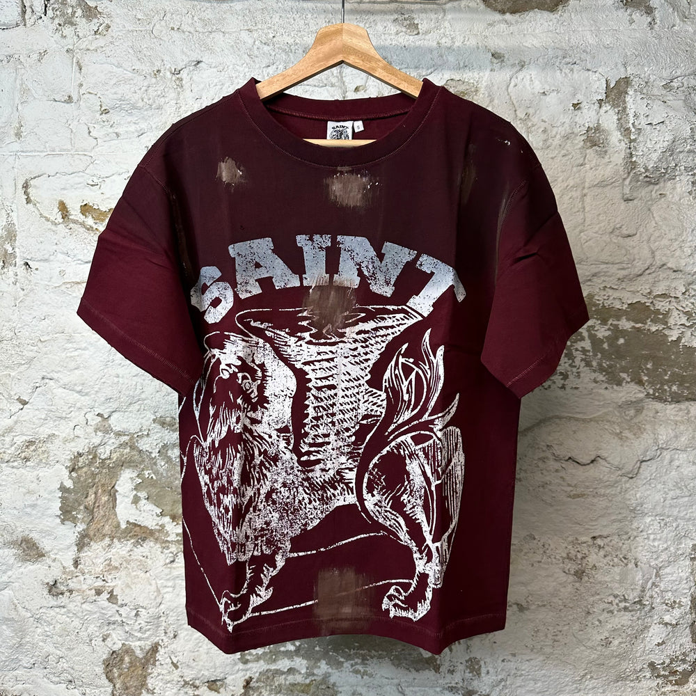 Saint Vanity Dirty Griffin Burgundy T-shirt