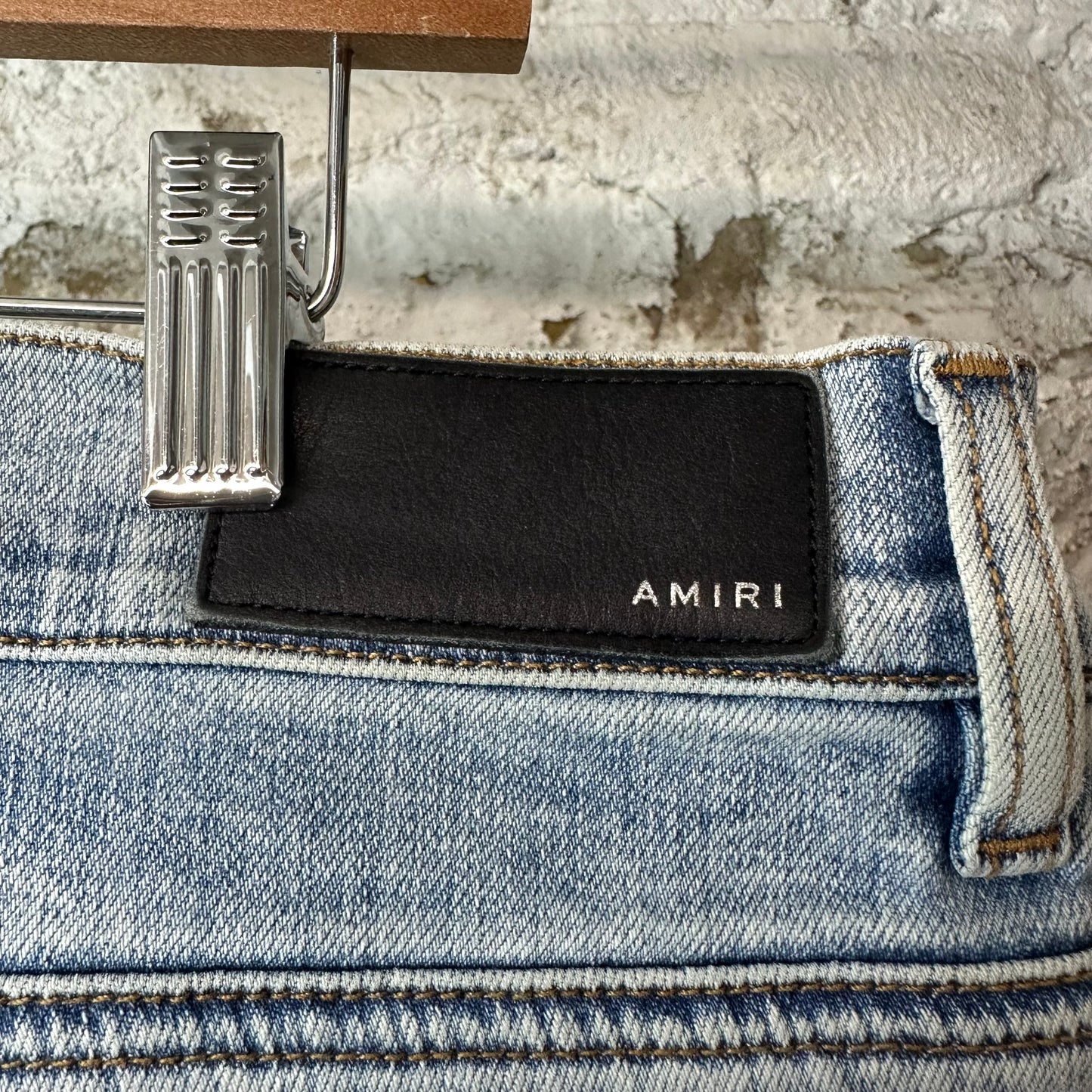 Amiri MX1 Crystal Patch Washed Blue Denim Jeans Sz 36
