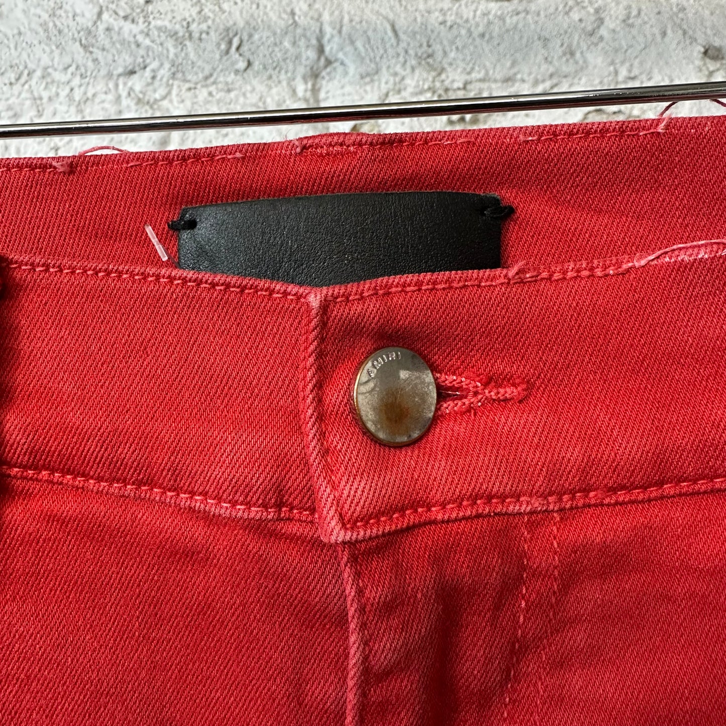 Amiri MX1 Red Leather Red Denim Jeans Sz 30