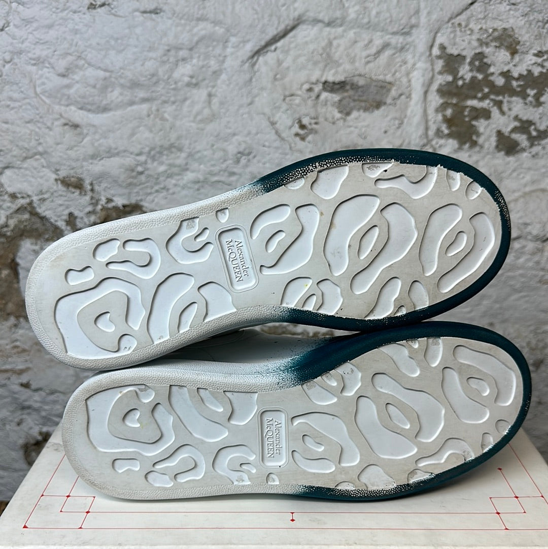 Alexander Mcqueen Fuzzy Green Toe White Sneaker Sz 9 (42)