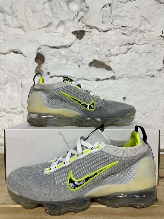 Nike Vapormax 2021 Flyknit Wolf Grey Volt Sz 9