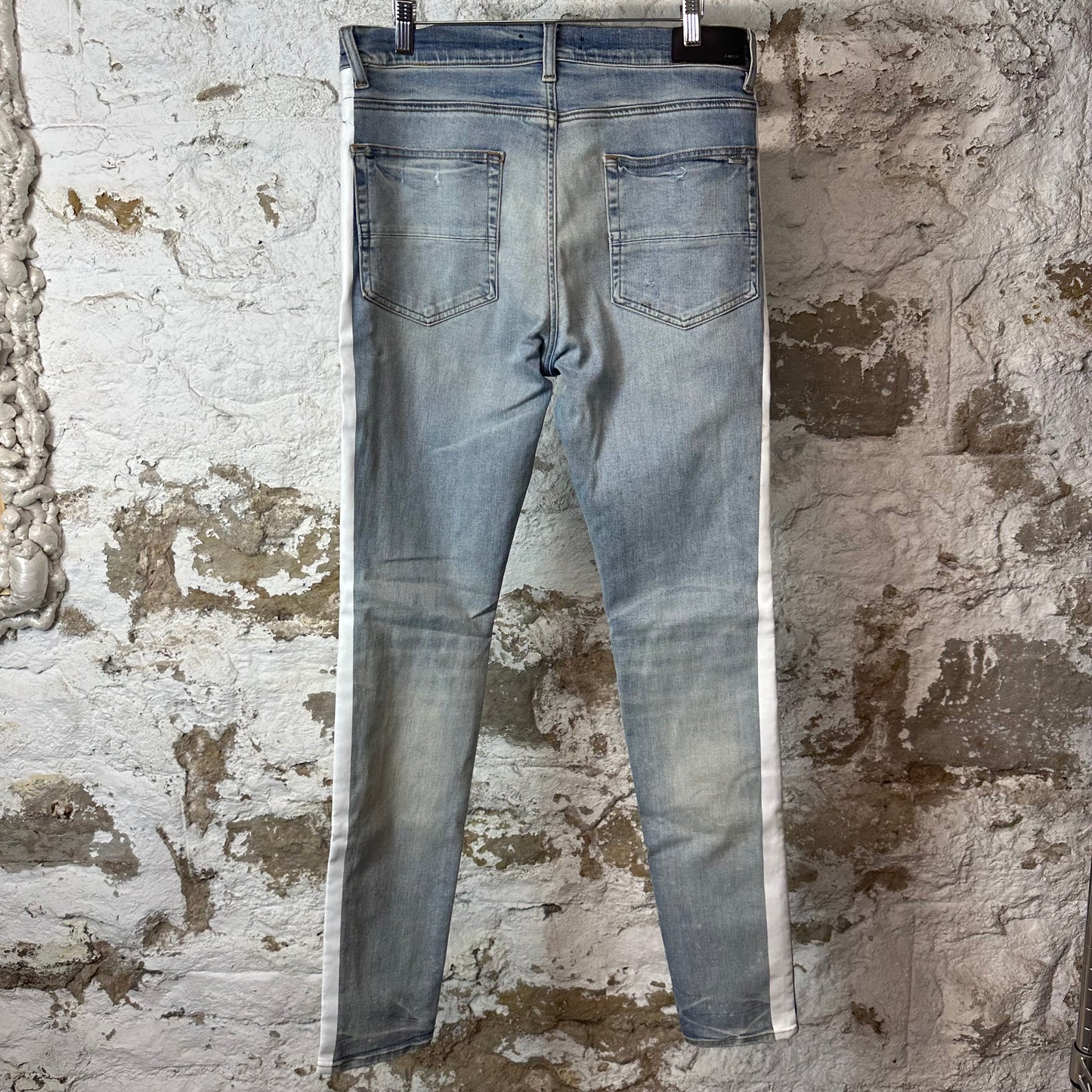 Amiri White Stripe Blue Denim Jeans Sz 34