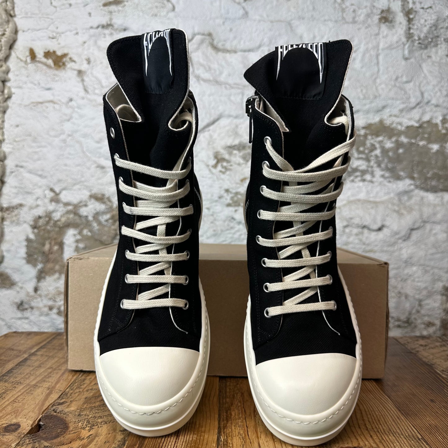 Rick Owens High Hollywood Black MIlk Sneaker Sz 8 (41)