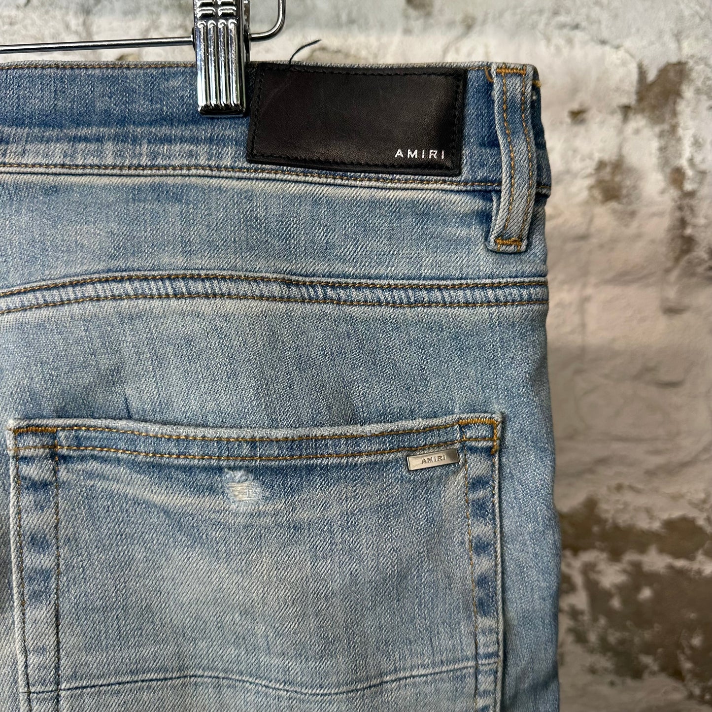 Amiri Cream Bones Blue Denim Jeans Sz 36