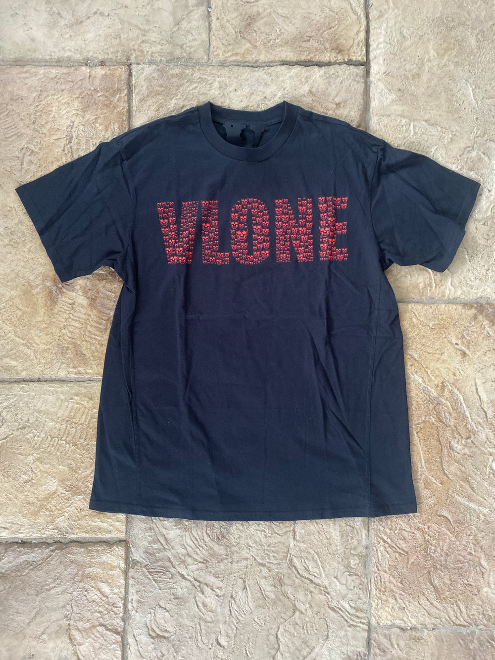 Vlone Red Skulls T-shirt Black Sz L DS