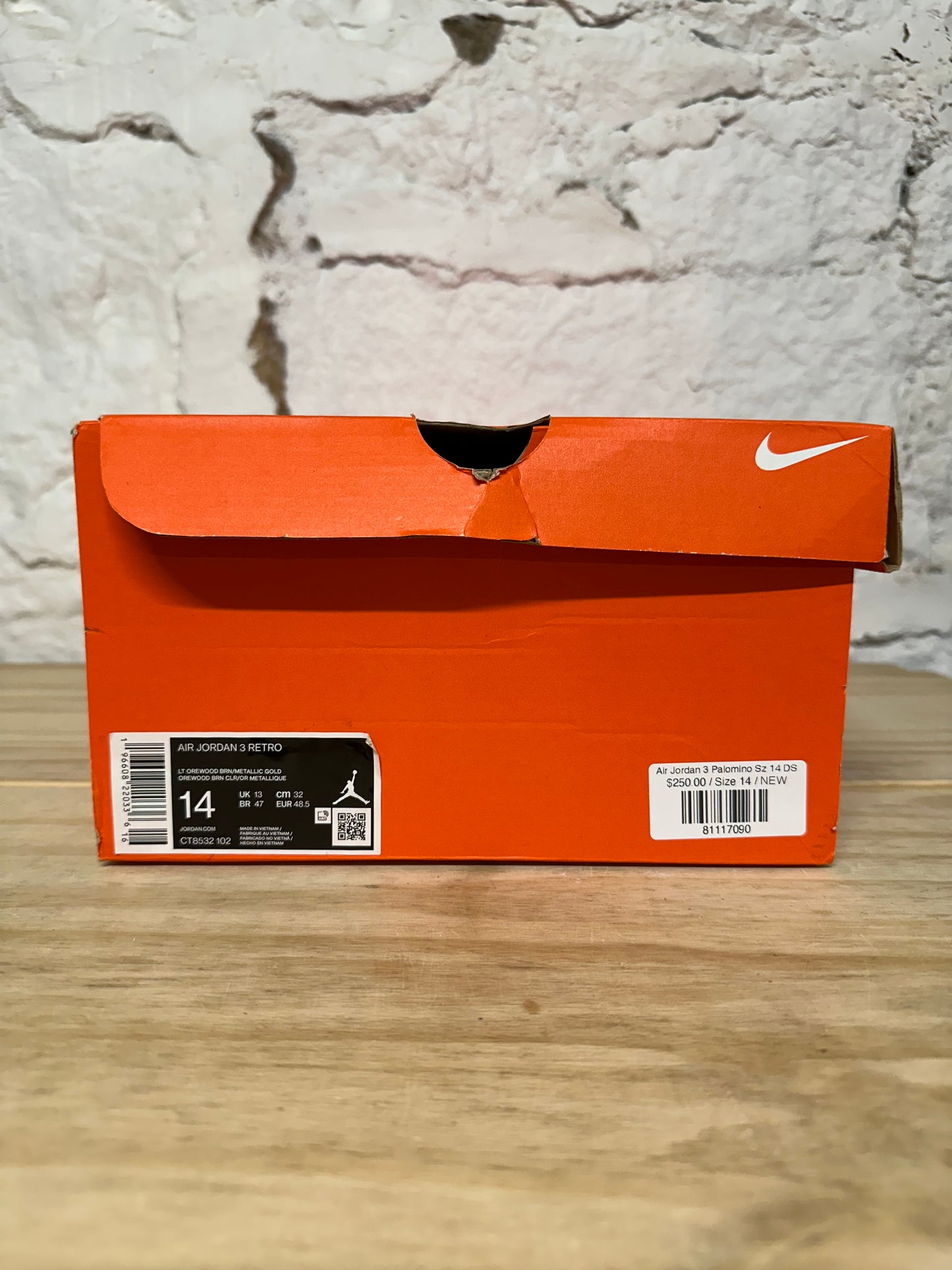 Air Jordan 3 Palomino Sz 14 DS