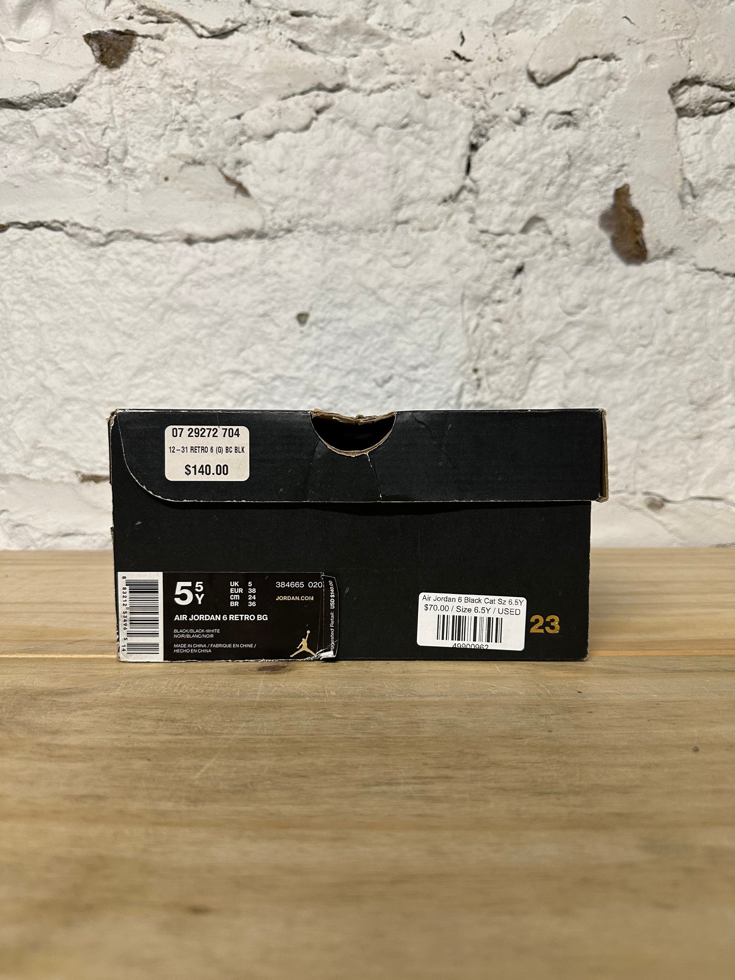 Air Jordan 6 Black Cat Sz 6.5Y