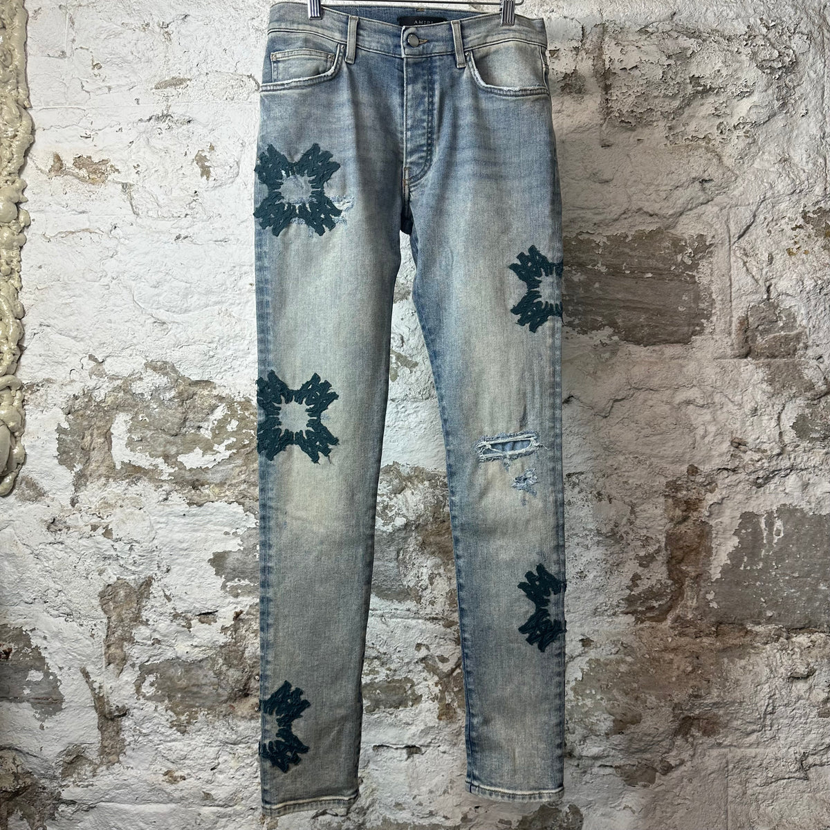 Amiri Quad Stitch Blue Denim Jeans Sz 30