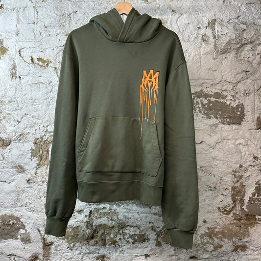 Amiri Orange AM Drip Hoodie Green Sz S