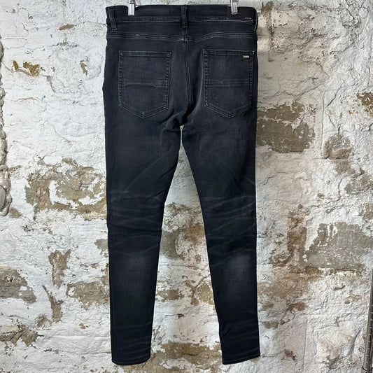 Amiri MX1 Cracked Blue Black Denim Jeans Sz 34