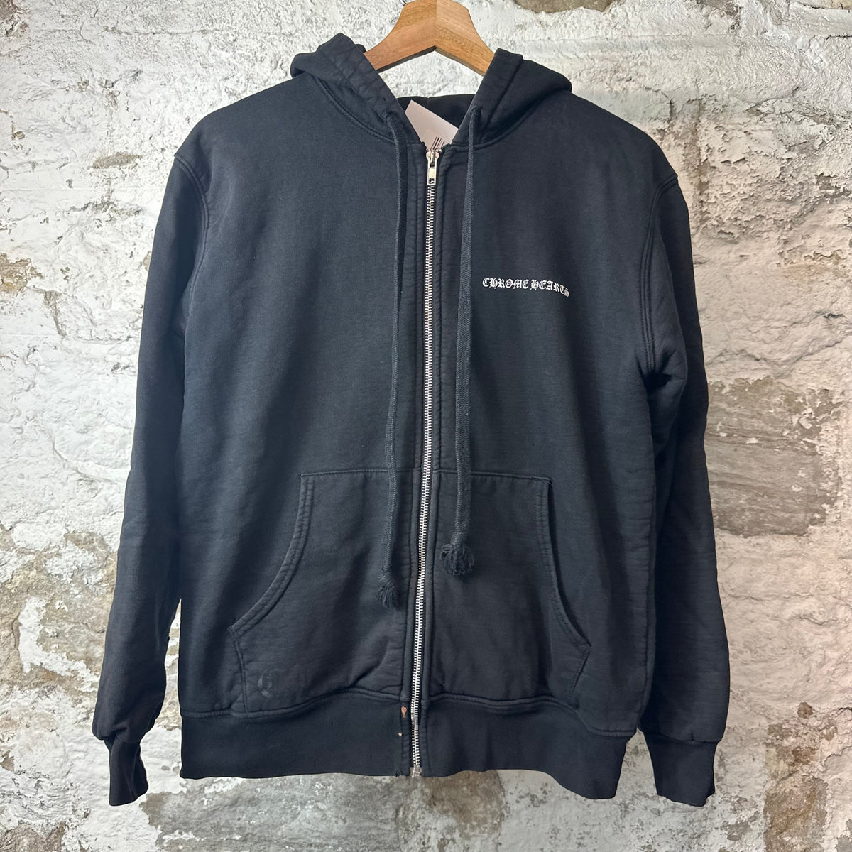 Chrome Hearts Malibu Black Thermal Zip Up Hoodie Sz S