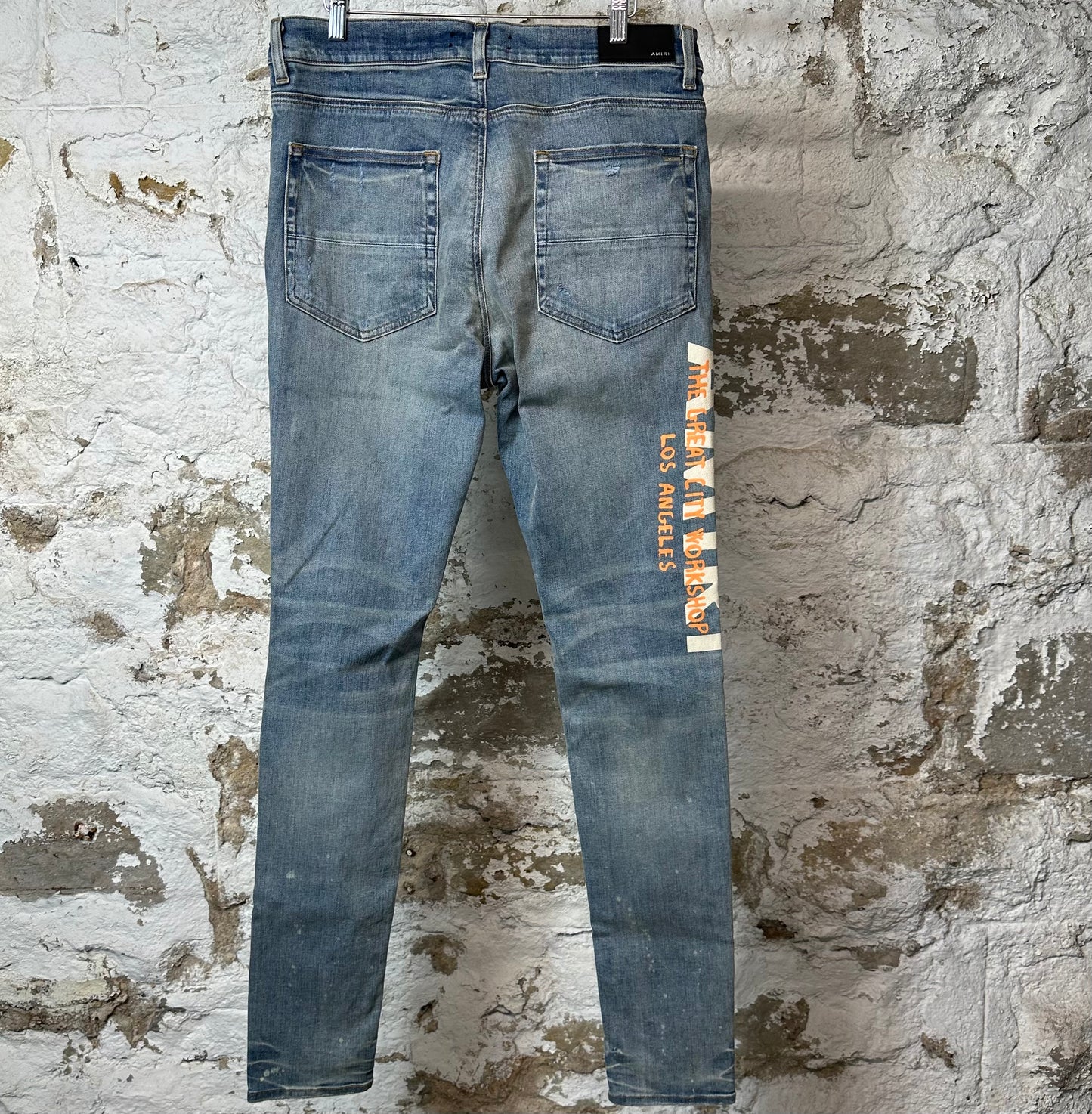 Amiri Orange TGCM Bue Denim Jeans Sz 34