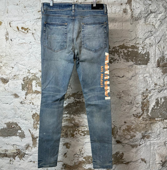 Amiri Orange TGCM Bue Denim Jeans Sz 34