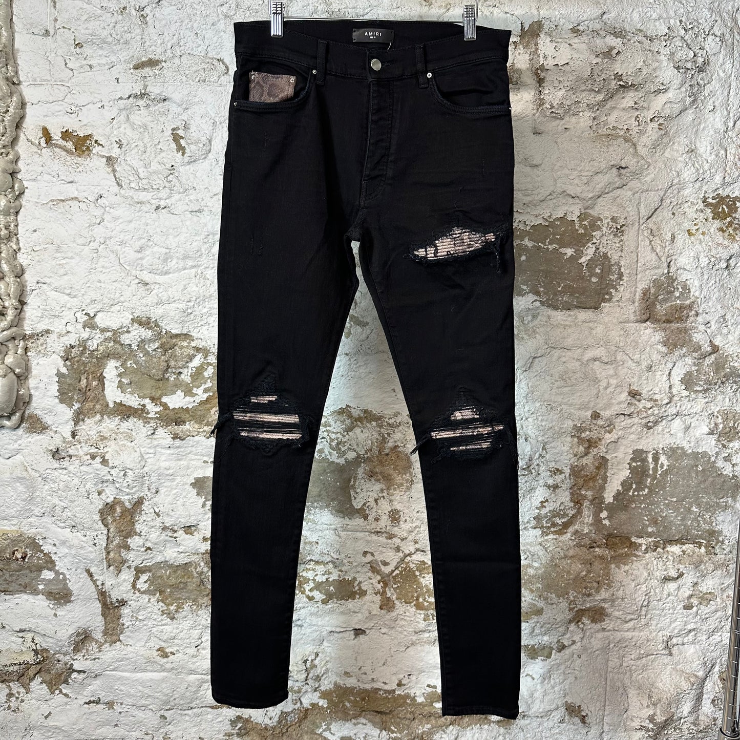 Amiri MX1 Snakeskin Black Denim Jeans Sz 31