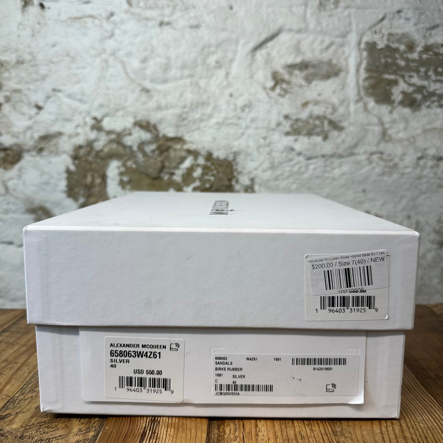Alexander McQueen Silver Hybrid Slide Sz 7 (40) DS
