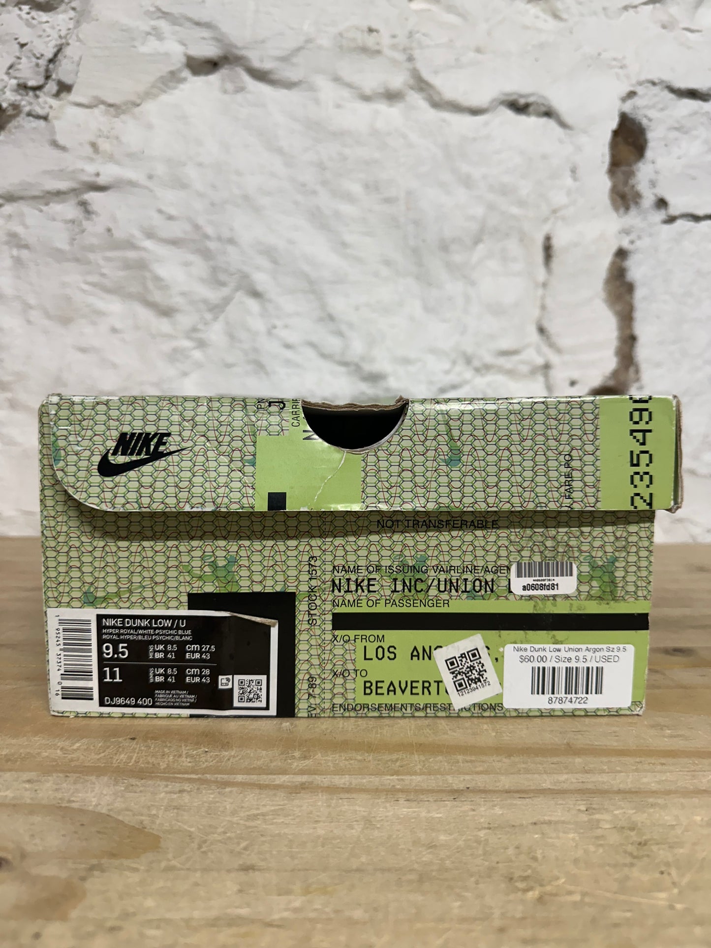 Nike Dunk Low Union Argon Sz 9.5