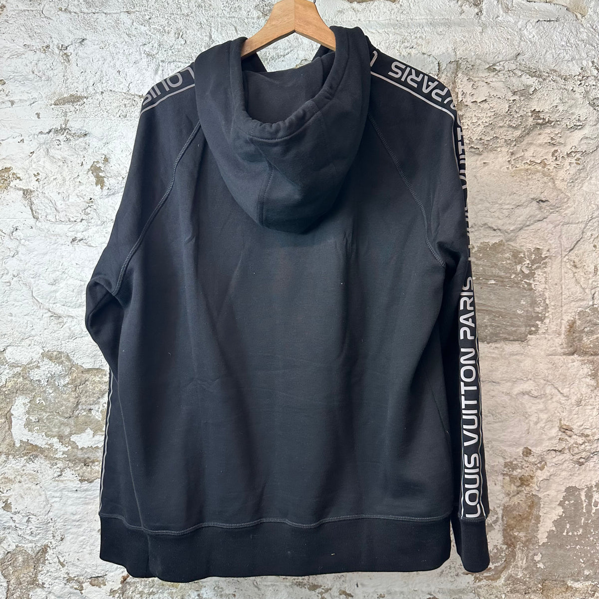 Louis Vuitton Sleeve Repeat Logo Black Hoodie Sz XL