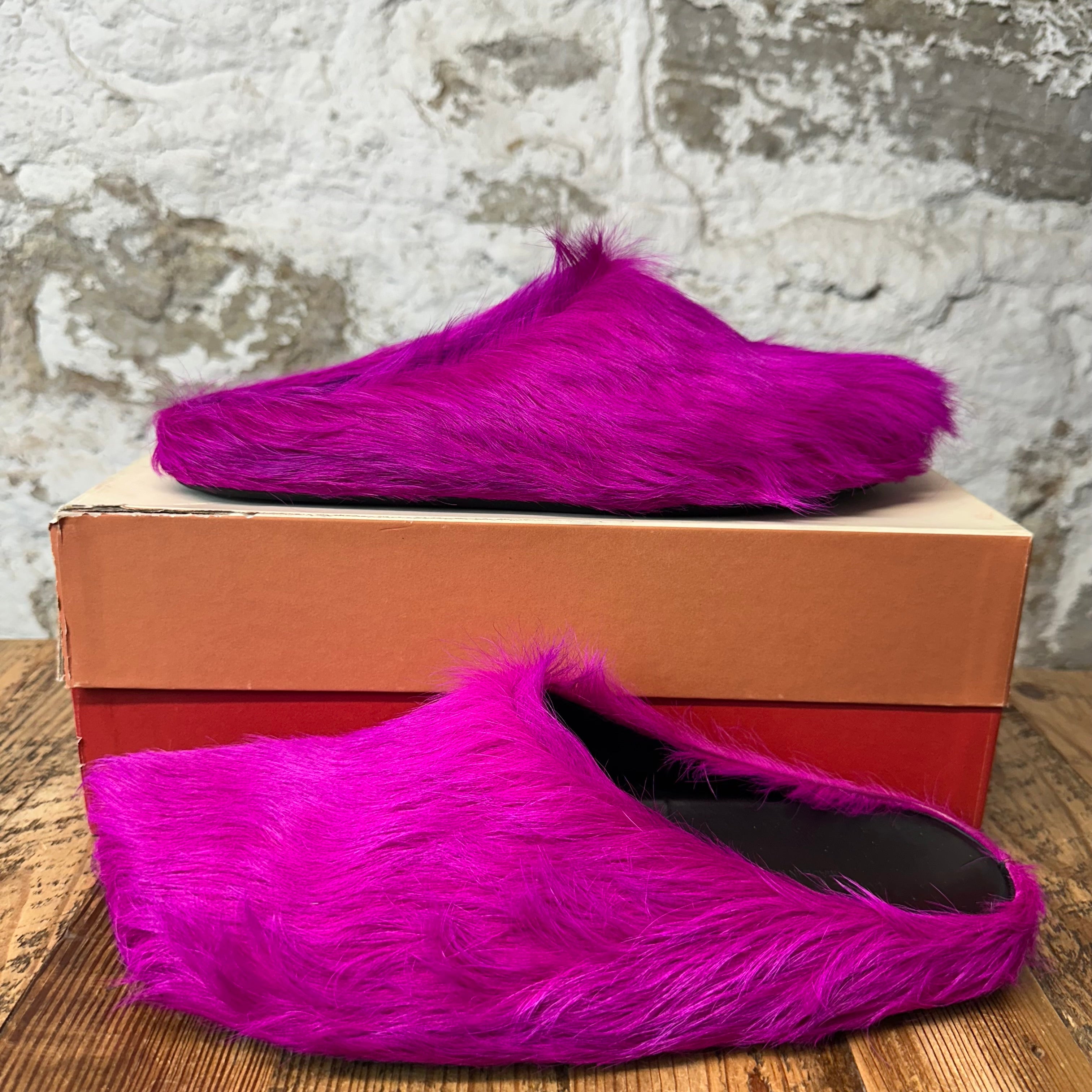 Marni Fussbett Sabot Pink Fur Mule Sz 12 (45)