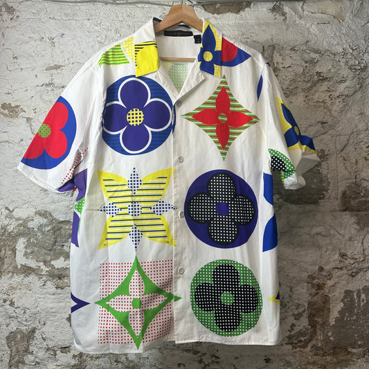 Louis Vuitton Multicolor Floral White Button Up Shirt Sz XL