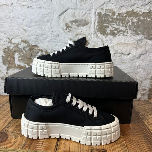 Prada Double Wheel Platform Black White Sneaker Sz 5 (37)