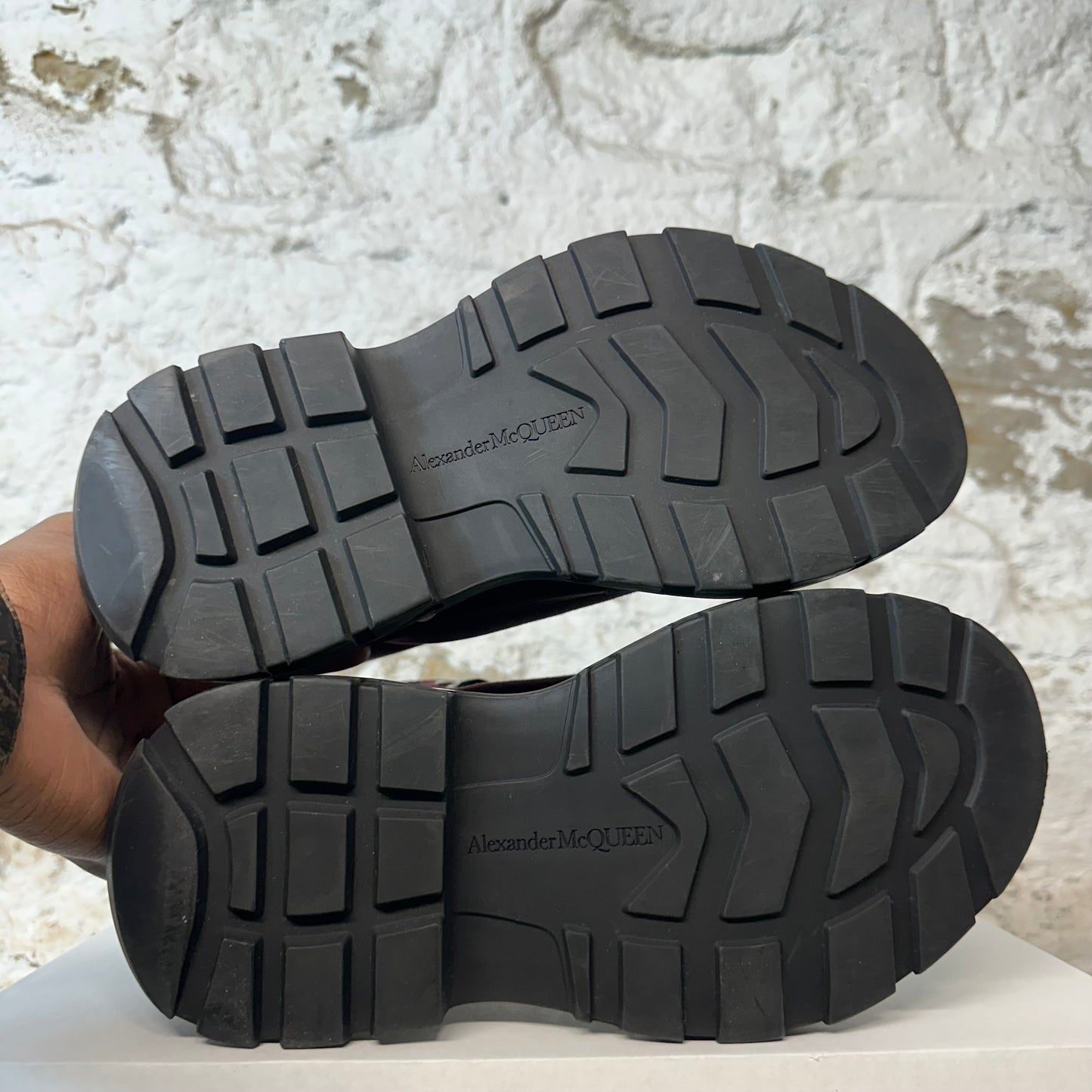 Alexander Mcqueen Maroon Black Tread Boot Sneaker Sz 4.5 (36.5)