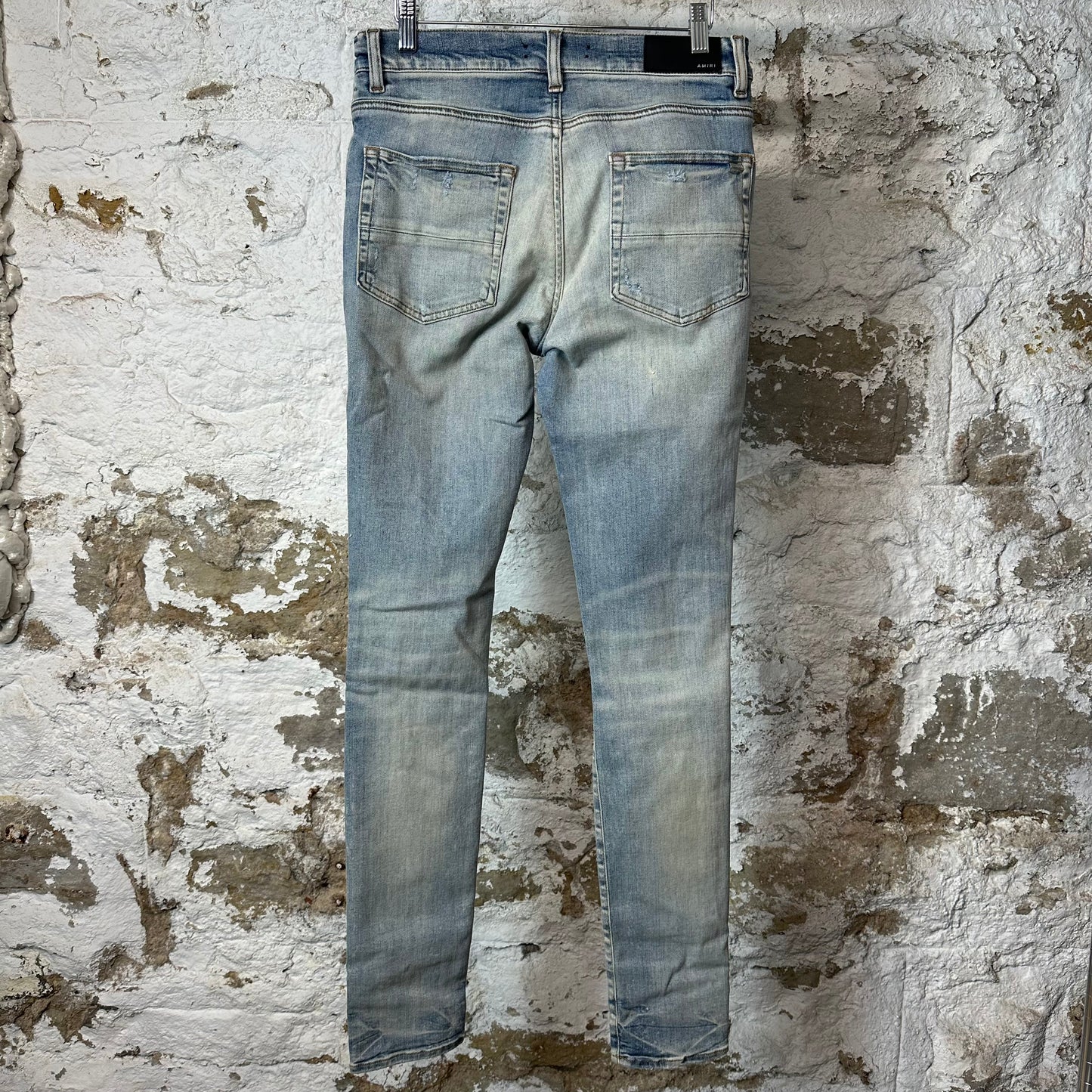 Amiri Plaid Patch Thrasher Blue Denim Jeans Sz 31