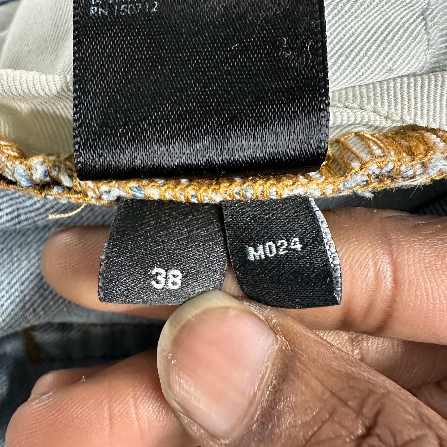 Amiri MX1 Light Blue Suede Blue Denim Jeans Sz 38