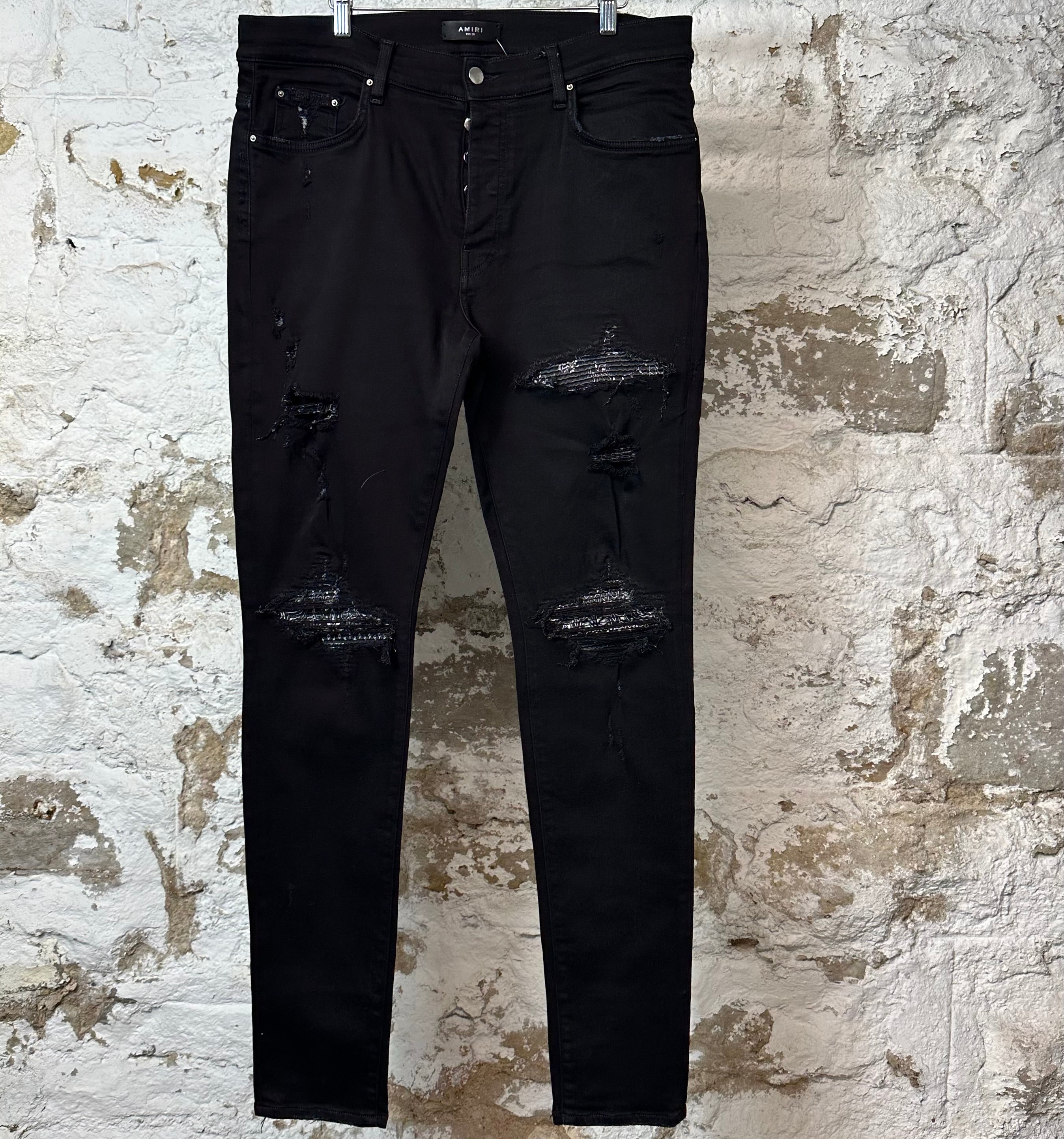 Amiri MX1 Grey Paisley Black Denim Jeans Sz 38