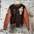 Avirex Varsity Basketball Brown Leather Wool Jacket Sz M