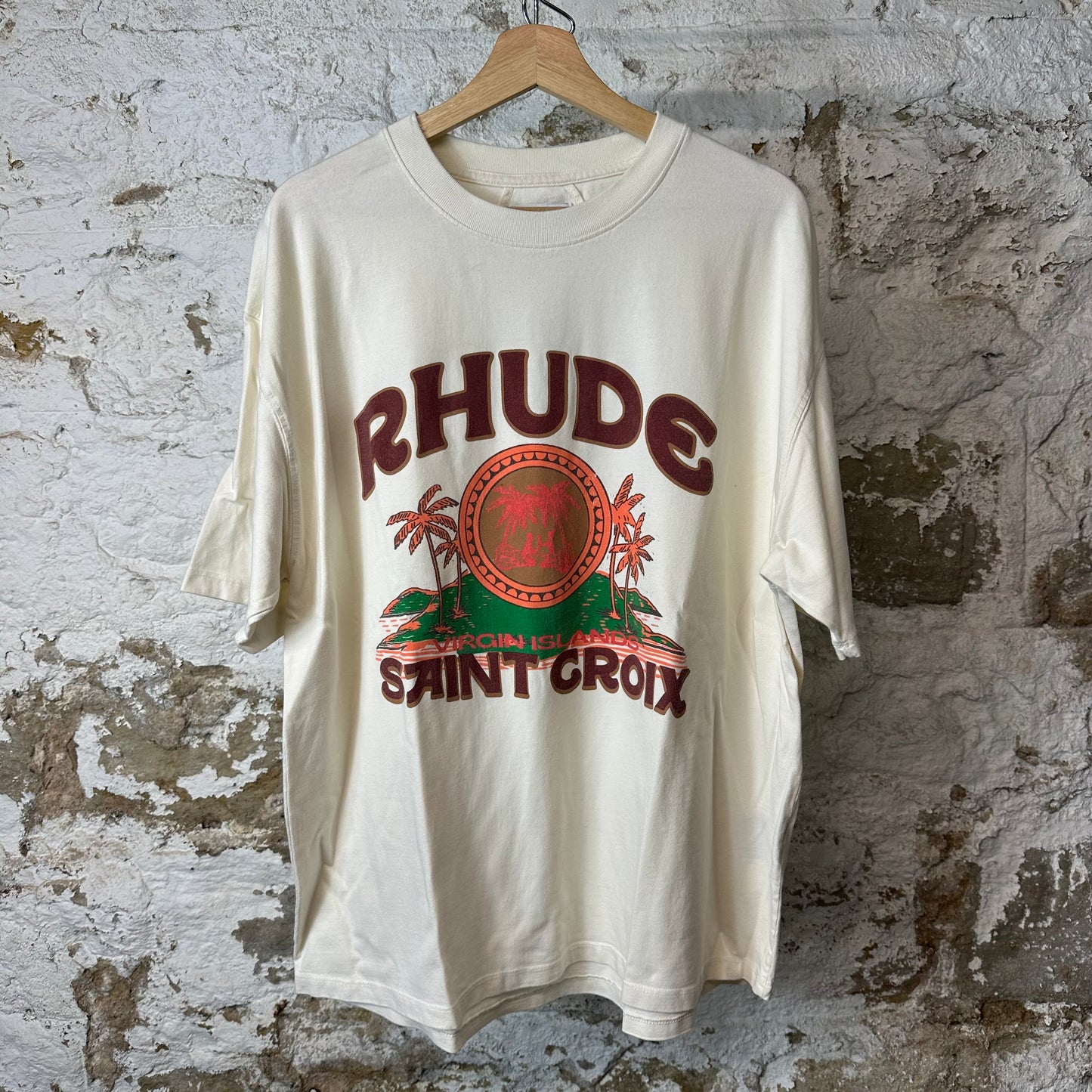Rhude Saint Croix Cream T-Shirt Sz L