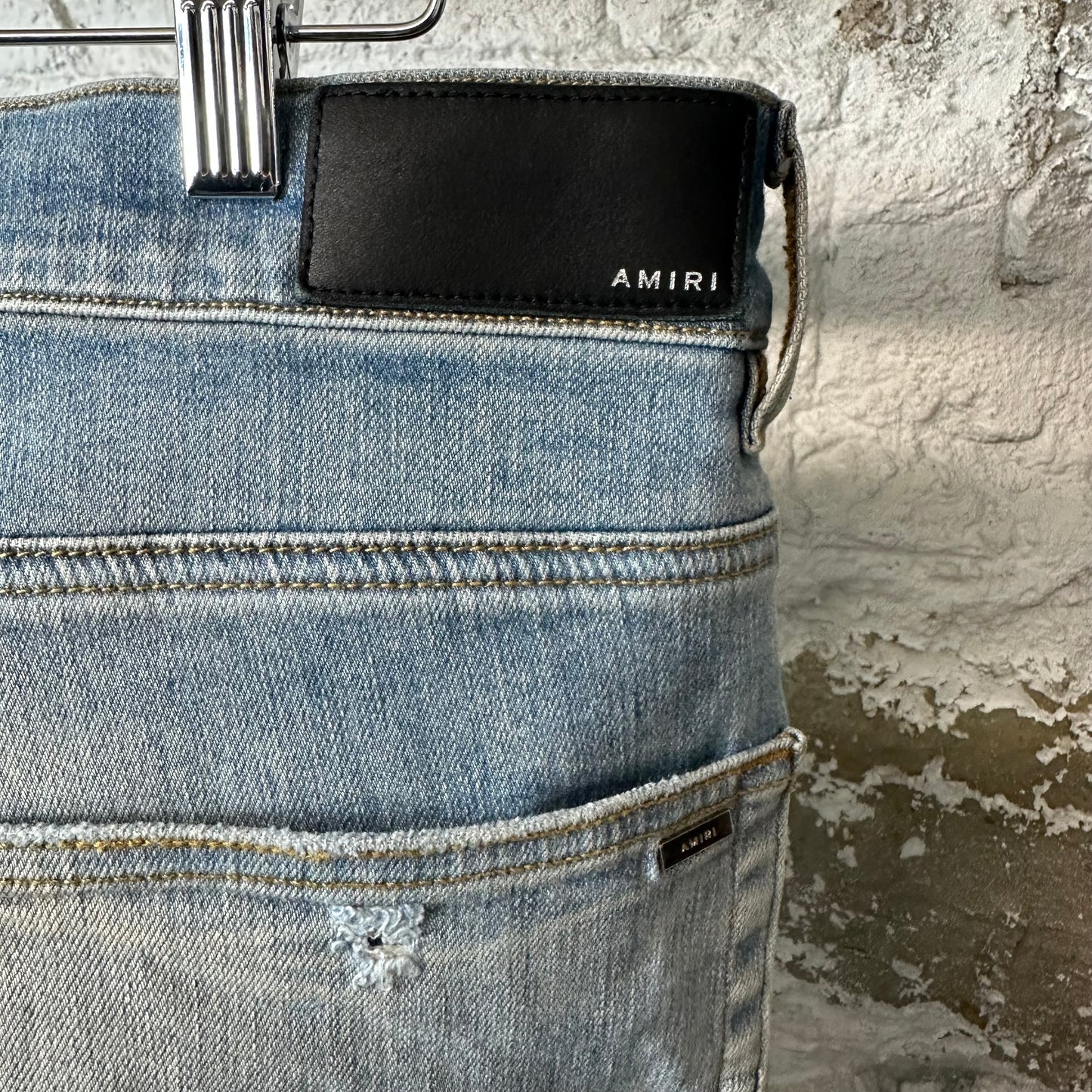 Amiri Varsity 22 Patch Blue Denim Jeans Sz 34